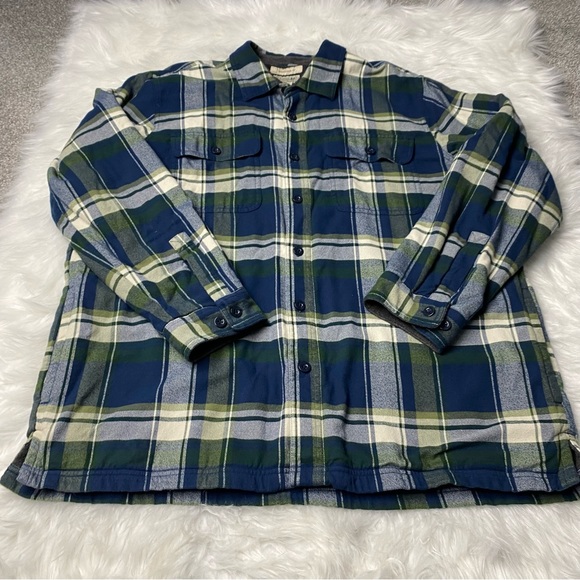 LL Bean Fleece Lined Flannel Shirt Jacket Plaid Traditional Fit Mens Size XL - Picture 3 of 11